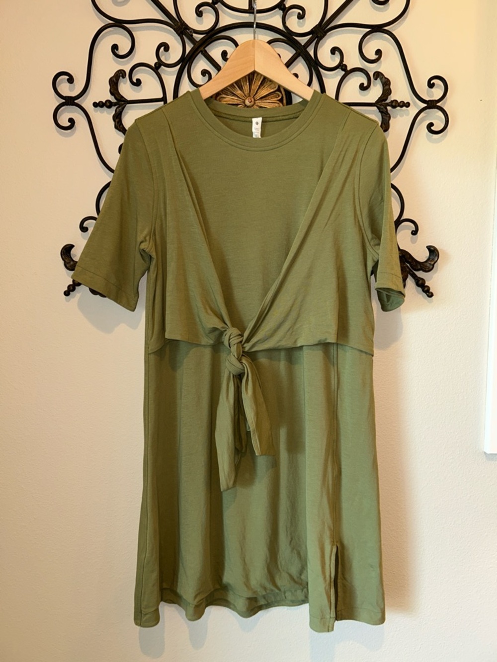 LULULEMON PIMA COTTON WRAP FRONT T-SHIRT DRESS SIZE 6 GREEN
